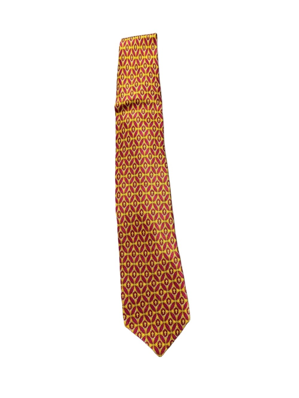 Richel Red Silk Tie Gold Geometric